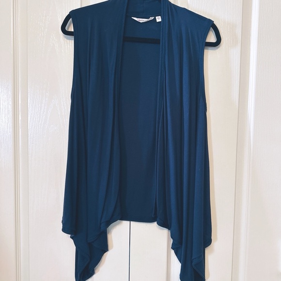 Athleta Womens Navy Blue Waterfall Open Front Sleeveless Cardigan XS - Picture 1 of 9